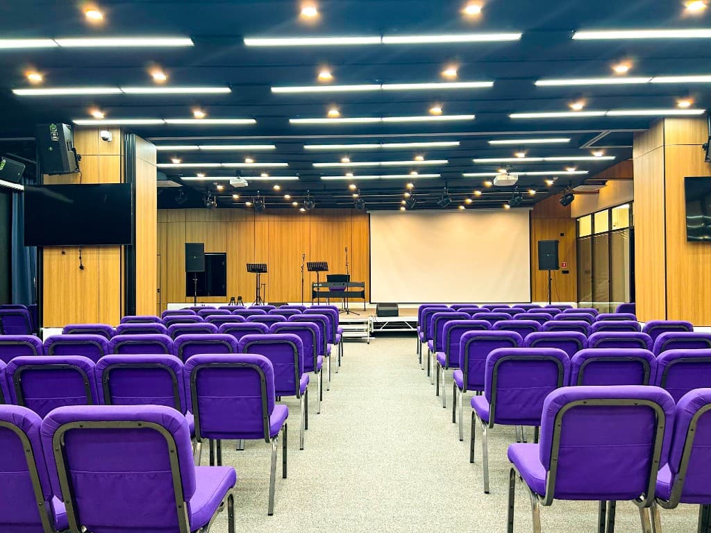 Main event hall with presentation setup